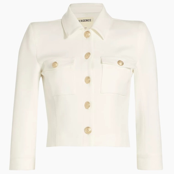 L’Agence White Kumi Twill Crop Jacket - Picture 1 of 3